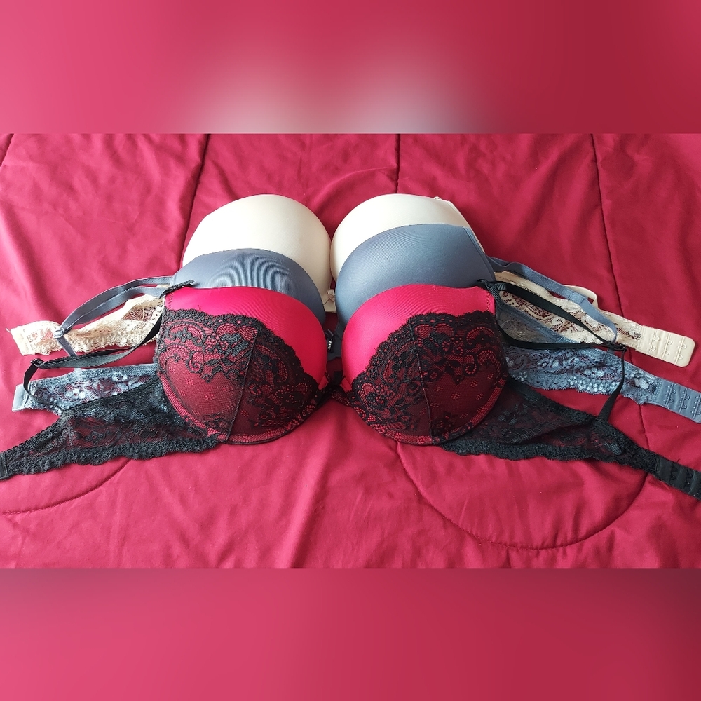 Secret Treasure Pushup Bras Set of 3 double Pushup Lace bras 34D